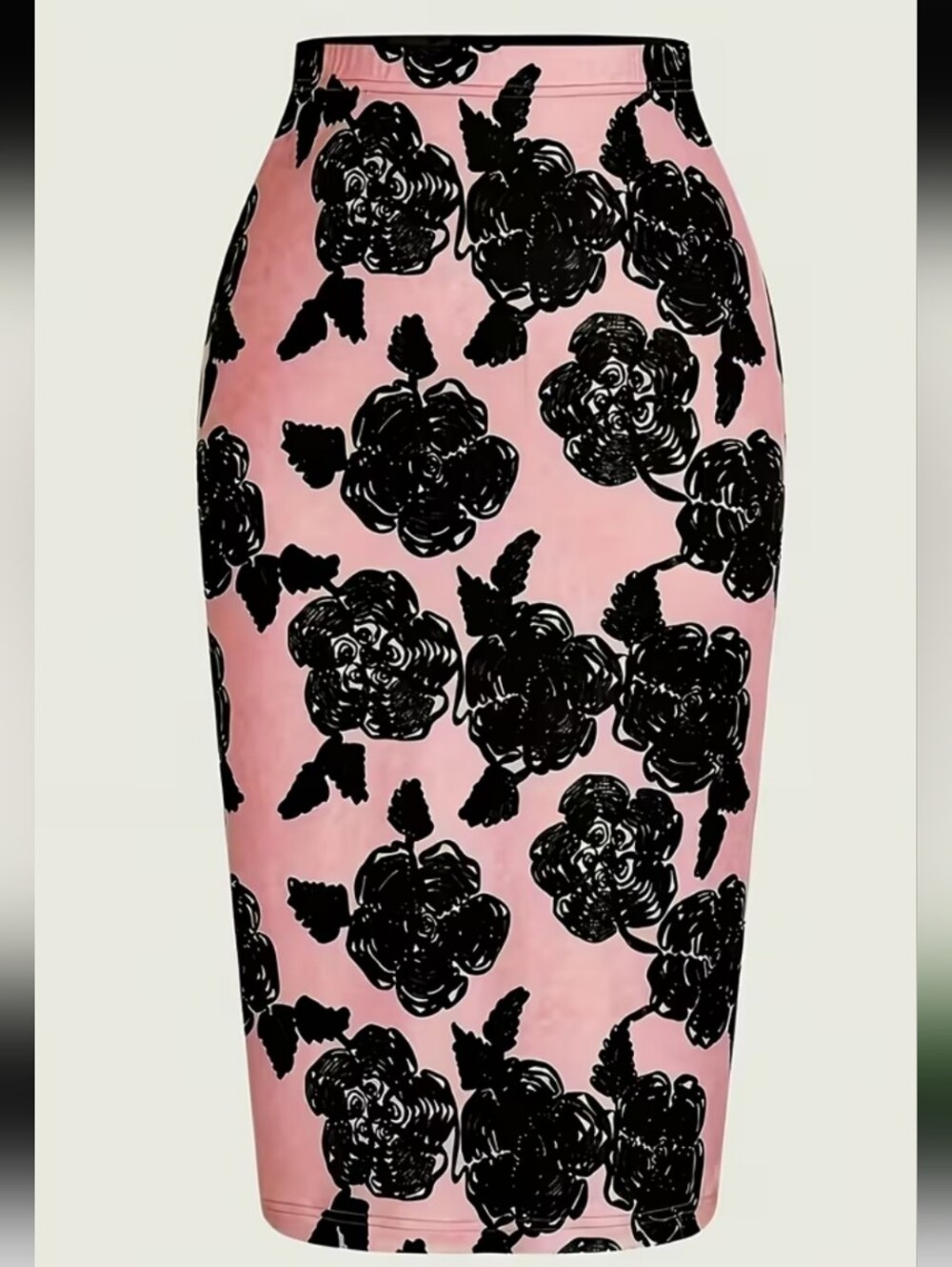 Pink/Black Floral Print Full Line Skirt 2-3XL - Picture 4 of 4